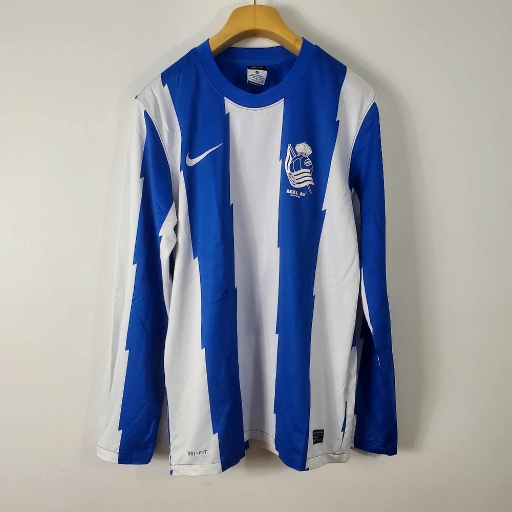 Nike Real Sociedad Long Sleeve Soccer Jersey Blue White Dri-FIT #8 Custom